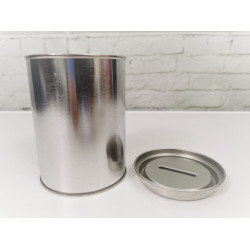 Spardose Dose mit Schlitz in silber 500ml